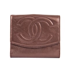 CHANEL Bronze Lambskin Leather French Purse Wallet CC