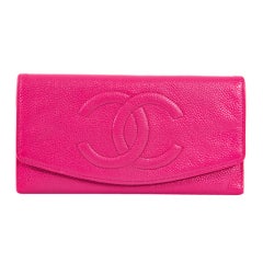 CHANEL Pink Caviar Leather Wallet Clutch