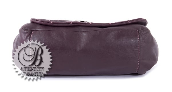 CHANEL Eggplant Accordion Diamond Stitch Flap Bag Handbag For Sale 1
