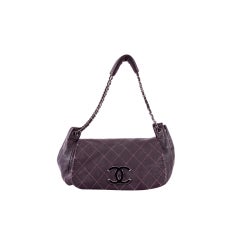 CHANEL Eggplant Accordion Diamond Stitch Flap Bag Handbag