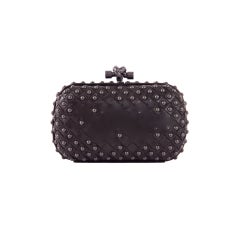 BOTTEGA VENETA Studded Espresso Waxed Leather KNOT Clutch Bag