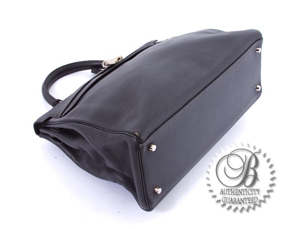 Women's HERMES Graphite Buffalo Kelly 35 cm Palladium Hardware Bag For Sale