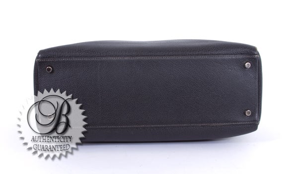 HERMES Graphite Buffalo Kelly 35 cm Palladium Hardware Bag For Sale 1