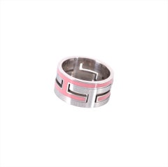 HERMES Silver Pink Arcane Puzzle Interlocking H Ring