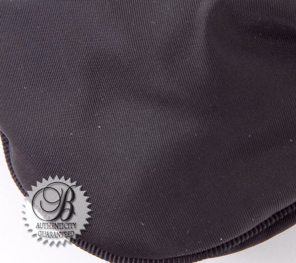 PRADA Black Nylon Sequined Logo Evening Pochette Bag w Chain 1