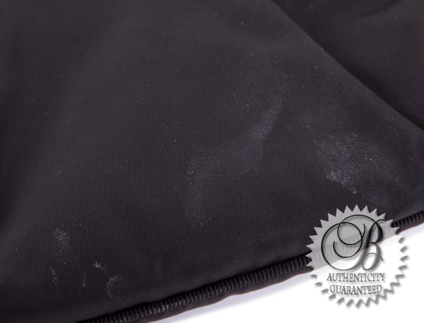 PRADA Black Nylon Sequined Logo Evening Pochette Bag w Chain 2