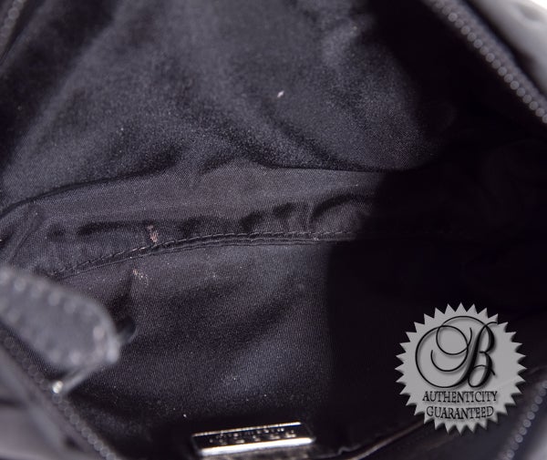 PRADA Black Nylon Sequined Logo Evening Pochette Bag w Chain 4