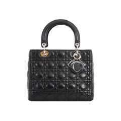 CHRISTIAN DIOR Classic Lady Dior Black Cannage Quilted Bag