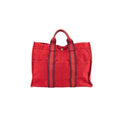 HERMES Red Burgundy Fourre Tout MM Tote Bag