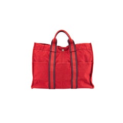 HERMES Red Burgundy Fourre Tout MM Tote Bag
