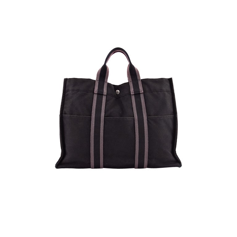 HERMES Black and Grey Fourre Tout MM Tote Bag For Sale
