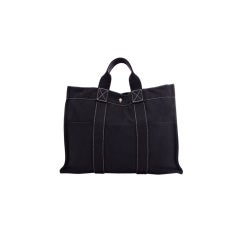 HERMES Black Tout MM Tote Travel Handbag Bag