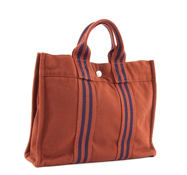 HERMES Brown and Navy Tout PM Tote Bag