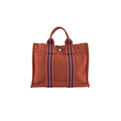 HERMES Brown and Navy Tout PM Tote Bag