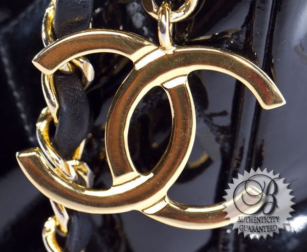 CHANEL Black Patent Leather Petite Shopping Bag 6