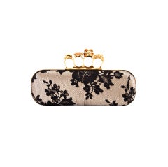 ALEXANDER McQUEEN Satin and Lace Knucklebox Clutch Bag