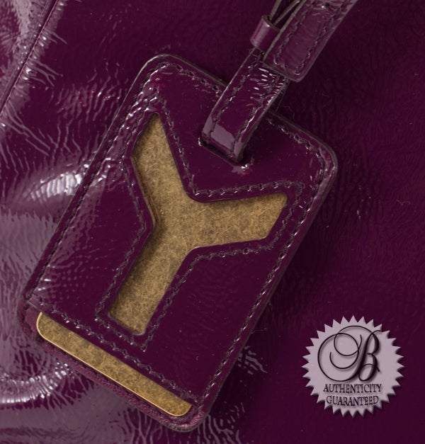 YSL Yves Saint Laurent Patent Leather Egglant Majorelle Bag 3