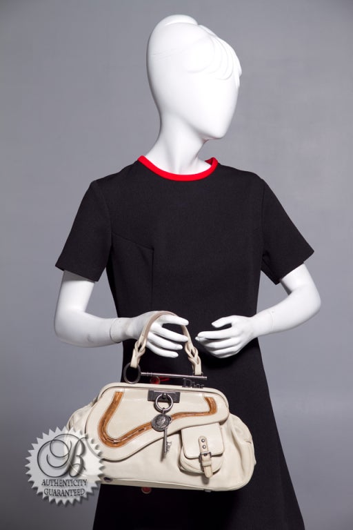 CHRISTIAN DIOR Bolso de Asa Superior Gaucho Grande Blanco Marfil 6