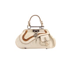 CHRISTIAN DIOR Ivory White Large Gaucho Top Handle Bag