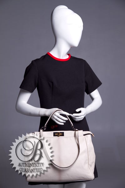 FENDI Large Beige Goatskin Leather PEEKABOO Handbag Purse For Sale 7