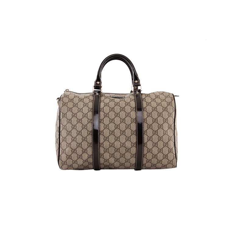 GUCCI Monogram Speedy Joy Boston Patent Trim Bag