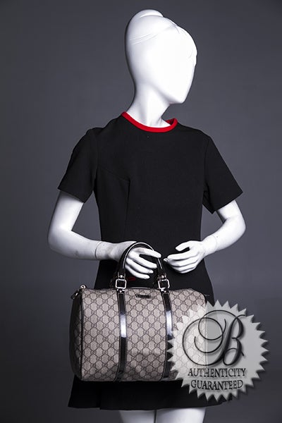 GUCCI Monogram Speedy Joy Boston Patent Trim Bag 6
