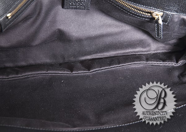 GUCCI Black Leather Horsebit Tote Bag For Sale 3