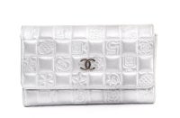 CHANEL Silver Cube Quilted Chocolate Bar Wallet