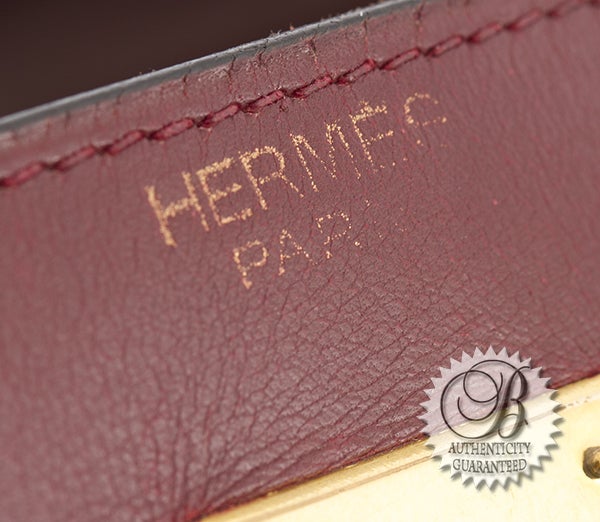 HERMES Burgundy Barenia 32cm Kelly Bag For Sale 3