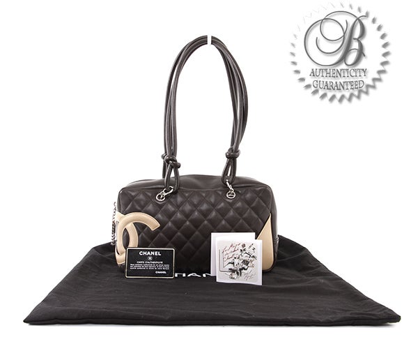 CHANEL Quilted Brown Leather Cambon Ligne Bowler Bag For Sale 7