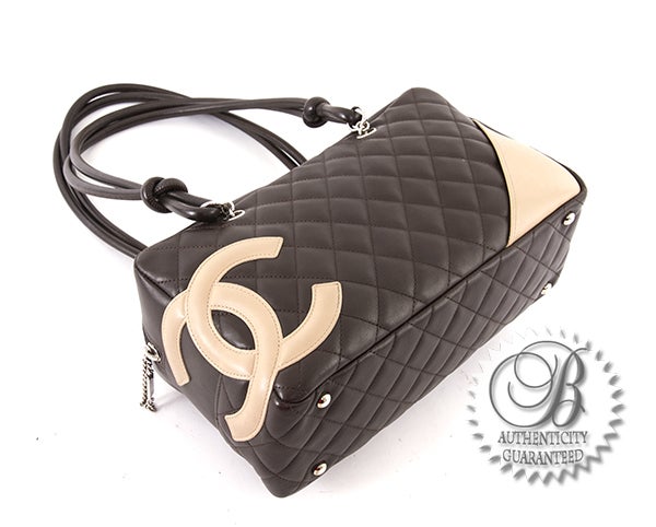 Women's CHANEL Quilted Brown Leather Cambon Ligne Bowler Bag For Sale