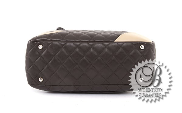 CHANEL Quilted Brown Leather Cambon Ligne Bowler Bag For Sale 1