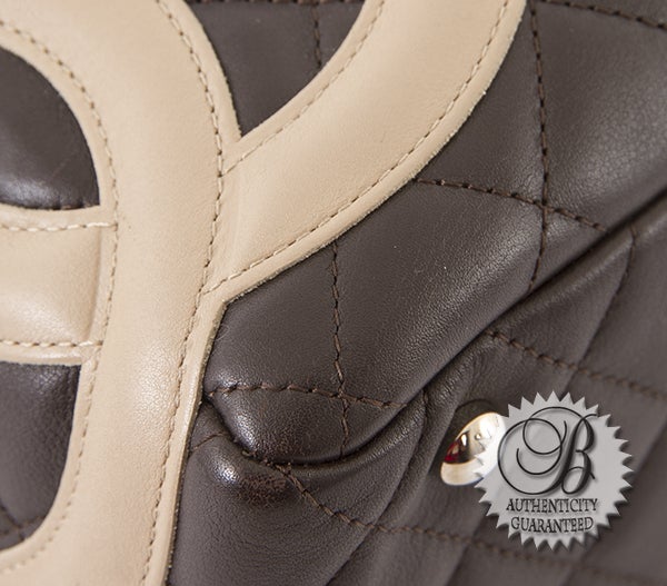 CHANEL Quilted Brown Leather Cambon Ligne Bowler Bag For Sale 2