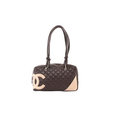 CHANEL Quilted Brown Leather Cambon Ligne Bowler Bag For Sale at 1stDibs