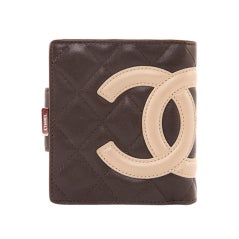 CHANEL Quilted Brown Leather Cambon Ligne Bifold Wallet