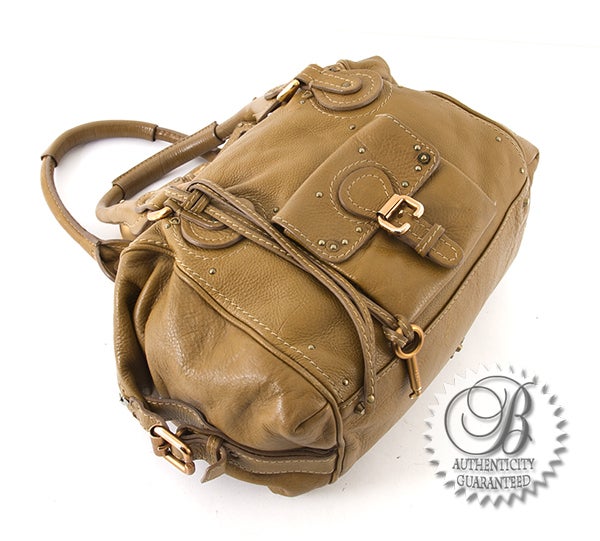 Women's CHLOE Olive Leather Front Pocket Paddington Satchel Bag For Sale