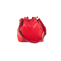 LOUIS VUITTON Red Epi Textured Leather Petit Noe Drawstring Bag