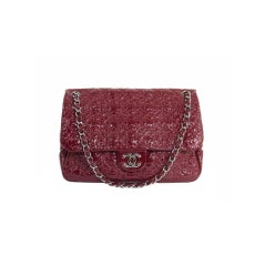 CHANEL Bordeaux Patent Embossed Moscow Moscou Flap Bag