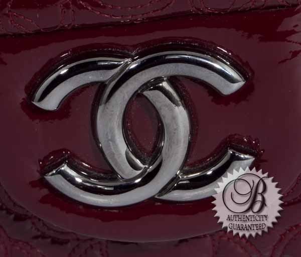 CHANEL Bordeaux Patent Embossed Moscow Moscou Flap Bag For Sale 1