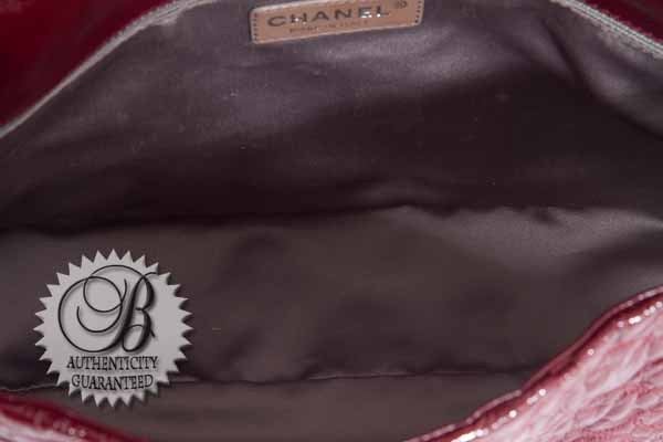 CHANEL Bordeaux Patent Embossed Moscow Moscou Flap Bag For Sale 2