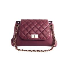 DUPLICATE CHANEL Caviar Timeless Accordion Flap Plum Bag