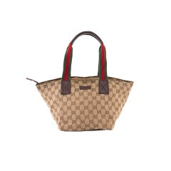 GUCCI Monogram GG Beige Ebony Classic Tote Bag