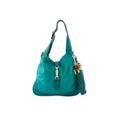 GUCCI "New Jackie" Medium Hobo Bag Teal Bag