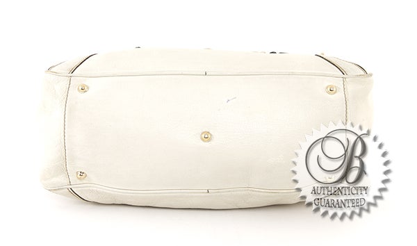 Women's GUCCI White Leather Wave Bowler Large Satchel Bag For Sale