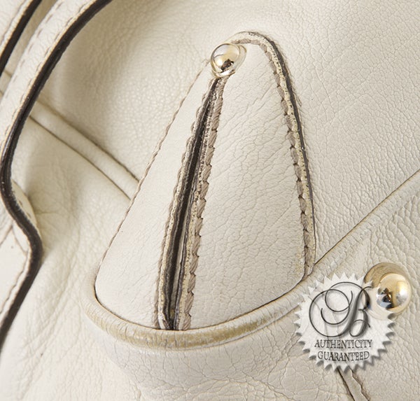 GUCCI White Leather Wave Bowler Large Satchel Bag For Sale 1