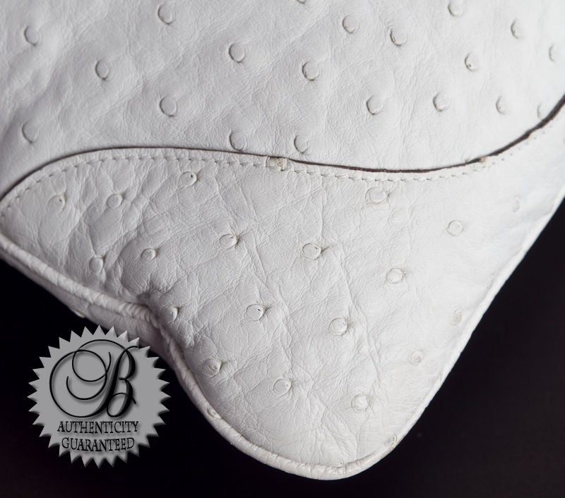 DUPLICATE GUCCI White Ostrich Jackie O Bouvier Hobo Bag 2
