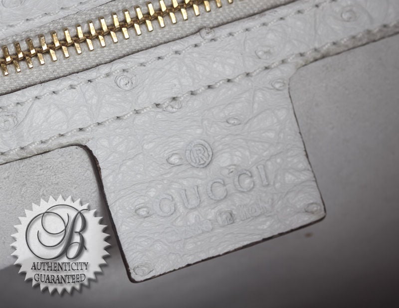 DUPLICATE GUCCI White Ostrich Jackie O Bouvier Hobo Bag 5