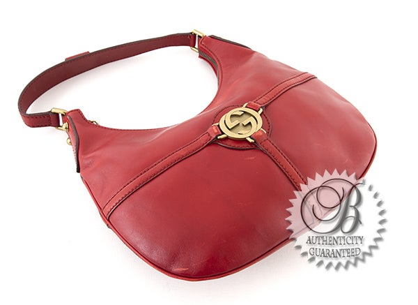 Women's GUCCI Red Leather Reigns Hobo Medium Bag For Sale