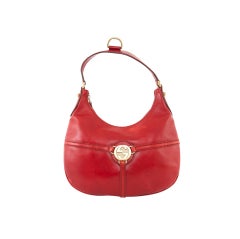 GUCCI Red Leather Reigns Hobo Medium Bag