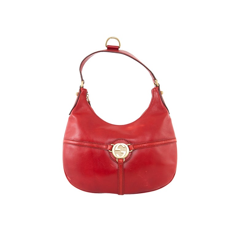 GUCCI Red Leather Reigns Hobo Medium Bag For Sale